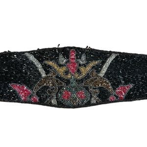Vintage Carla Marchi Black Beaded Belt OSFM Flapper Avant Garde Retro Boho